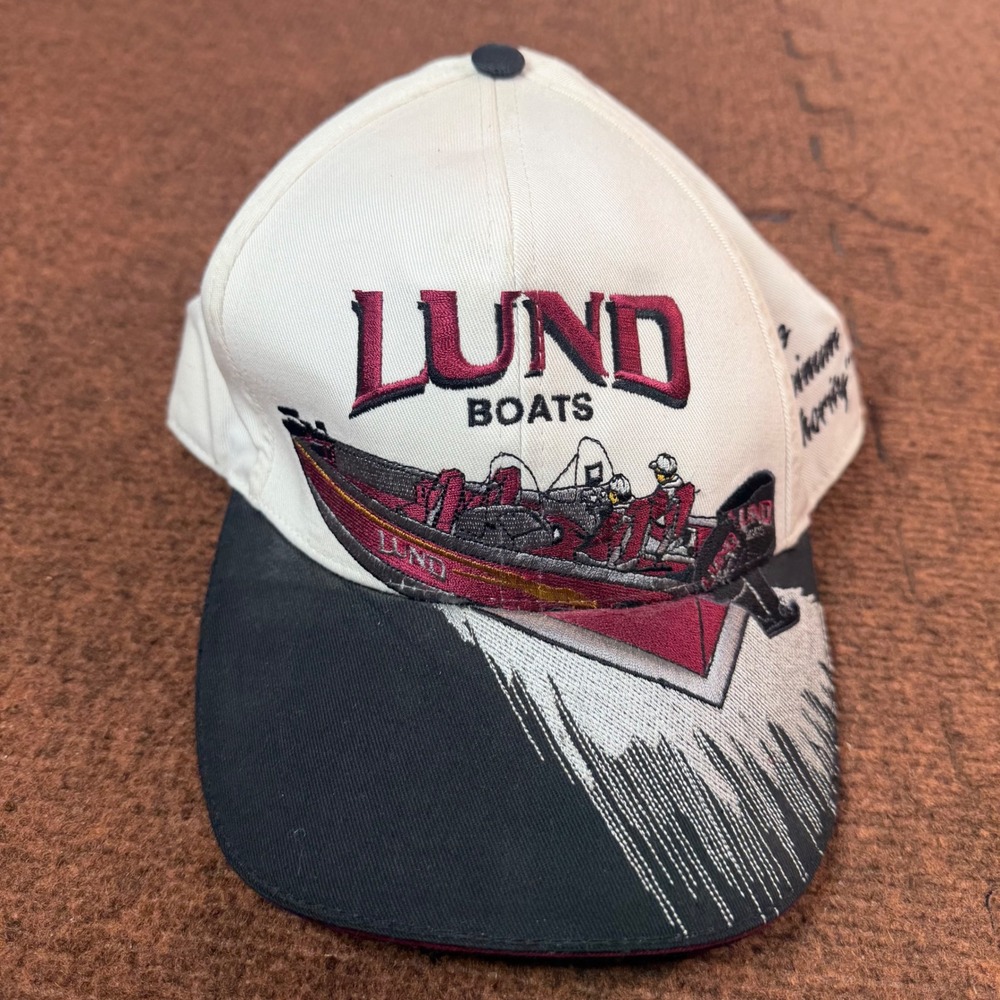 Lund Boats Hat Mens White Black Fishing Embroidered Series 2003 Official Owner